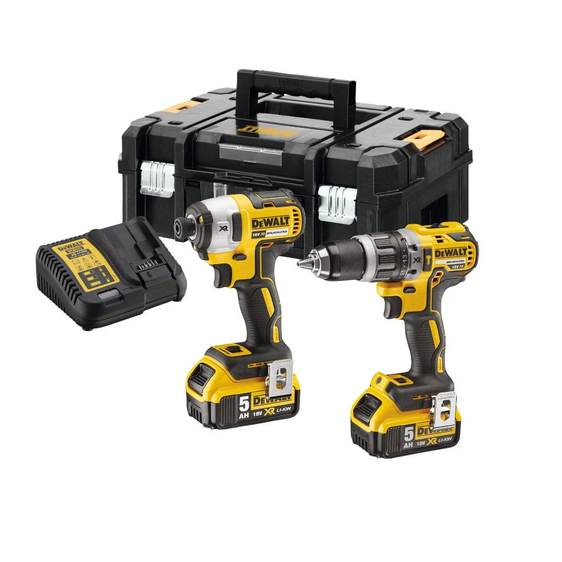 DeWalt DCK266P2T Brushless 18v Combi Drill & Impact Driver Inc 2x 5.0Ah Batts In TSTAK Carry Case